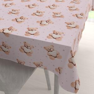 Biante Detský bavlnený obdĺžnikový obrus Sandra SA-723 Medvedíky so srdiečkami na fialkovom 50x100 cm