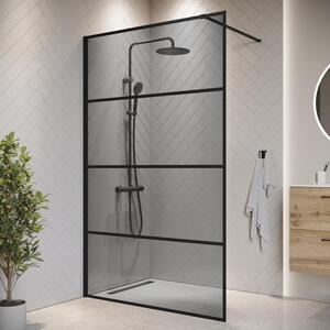 Badplaats Sprchová Zástena Essos 120 x 200 cm – Čierna – Walk-In Sprchový Kút 8 mm Dymové Sklo