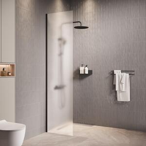 Badplaats Sprchová Zástena Florida 40 x 200 cm - Čierna - Walk-In Sprchový Kút 8 mm s Mliečnym Sklom