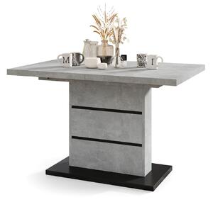 PIANO svetlý betón ateliér / čierny mat - moderný rozkladací stôl do 200 cm