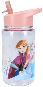 Dievčenská plastová fľaša na pitie Ľadové kráľovstvo - Frozen - s integrovanou slamkou