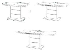 PIANO svetlý betón ateliér / čierny mat - moderný rozkladací stôl do 200 cm