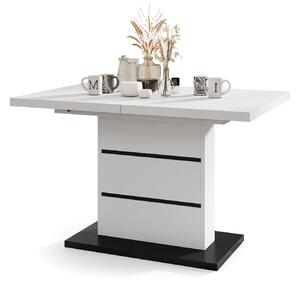 PIANO matná biela / čierny mat - moderný rozkladací stôl do 200 cm