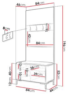 Nábytok do predsiene s čalúnenými panelmi ANDORA 3 - čierny / biela ekokoža