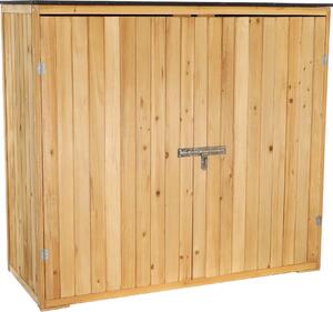 Wiltec záhradný domček s dvojkrídlovými dverami v prírodnej farbe dreva 136 x 58 x 127 cm záhradný domček na náradie záhradná skrinka na náradie