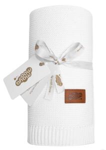 Detexpol Pletená deka do kočíka bavlna, bambus 80x100 cm - Mayamoo Biela