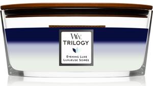 Woodwick Trilogy Evening Luxe vonná sviečka s dreveným knotom (hearthwick) 453,6 g