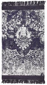 Koberec fialová a biela viskóza a bavlna 80 x 150 cm so vzorom a strapcami vintage dizajn