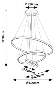 RABALUX 72349 Beliza závesné svietidlo D600mm LED 90W/9000/7200lm 3000-6500K zlatá, biela, stmievateľné, diaľkový ovládač