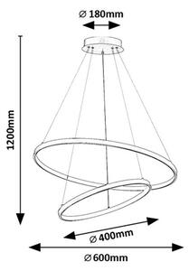 RABALUX 72345 Beliza závesné svietidlo D600mm LED 75W/7500/6100lm 3000-6500K čierna, biela, stmievateľné, diaľkový ovládač