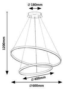 RABALUX 72348 Beliza závesné svietidlo D600mm LED 75W/7500/6100lm 3000-6500K zlatá, biela, stmievateľné, diaľkový ovládač