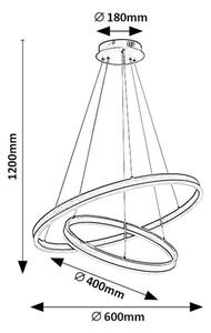 RABALUX 72305 Isaure závesné svietidlo D600mm LED 80W/8000/5600lm 3000-6500K čierna, biela, stmievateľné, diaľkový ovládač
