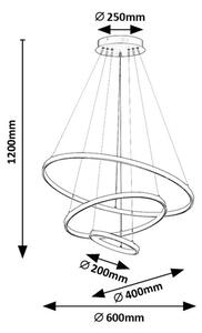 RABALUX 72346 Beliza závesné svietidlo D600mm LED 90W/9000/7200lm 3000-6500K čierna, biela, stmievateľné, diaľkový ovládač