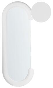 Nástenné zrkadlo biele MDF zamatový rám sklo 54 x 158 cm oválny tvar závesné na stenu moderný štýl