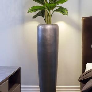 Luxusný kvetináč CAVITA, sklolaminát, výška 117 cm, strieborno-antracit mat