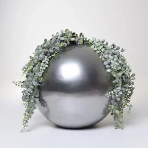 Kvetináč GLOBO, sklolaminát, výška 38 cm, strieborná metalíza