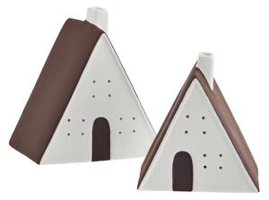 Porcelánový LED svietiaci domček White/Brown Menší