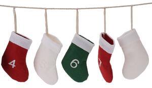 Adventný kalendár girlanda Vianočné ponožky, 220 cm