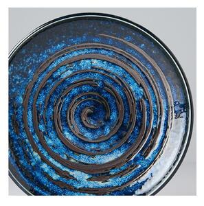 Modrý keramický tanier Mij Copper Swirl, ø 17 cm