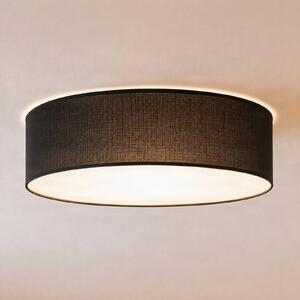 Milagro Lighting Stropné svietidlo Marshall, čierne, Ø 50 cm, kov/ratan, Čierna, Obývacia izba / jedáleň, Drevo, Moderný, Závesné svietidlo