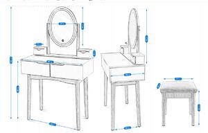 Toaletný stolík WERRY 2 s oválnym LED zrkadlom