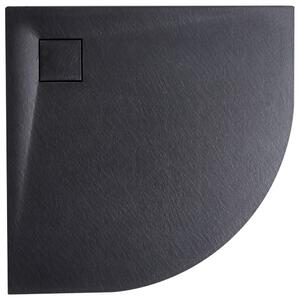 Sprchová vanička s odtokom čierna SMC 80 x 80 x 3 cm trojuholníkový tvar efekt prírodného kameňa minimalistický štýl kúpeľňa