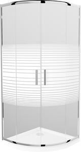 Mexen Rio, štvrťkruhový sprchovací kút s posuvnými dverami 70 x 70 cm, 5mm číre/pásy sklo, chrómový profil + biela sprchová vanička,…