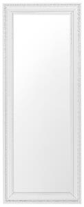Nástenné zrkadlo biele a strieborné 50 x 130 cm obdĺžnikové moderné do obývacej izby a spálne