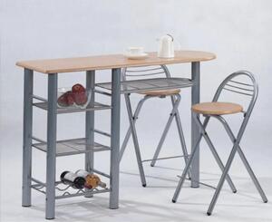 Komplet barový stôl + 2 stoličky v prevedení buk/sivá (k1008420)