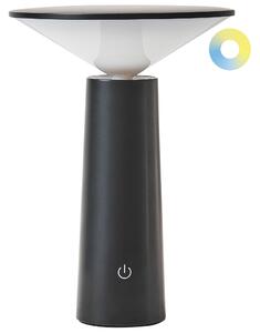 Stolná lampa čierna železo s dotykovým vypínačom nabíjanie cez USB kábel bezdrôtová moderný štýl interiér exteriér