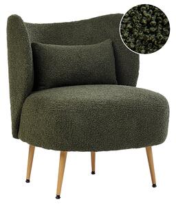 Kreslo tmavozelené buklé čalúnenie svetlé drevené nohy zaoblené operadlo retro glamour art deco štýl obývačka spálňa