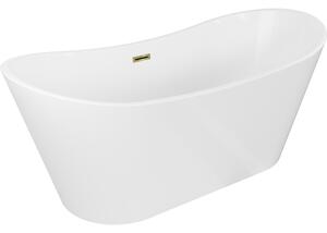 Mexen Montana samostatne stojaca vaňa 150 x 75 cm, biela, prepad zlatý - 52011507500-50