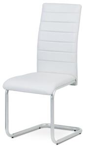 Moderná jedálenská stolička v bielej koženke s pohupovacou podnožou (a-102 biela)