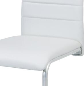 Moderná jedálenská stolička v bielej koženke s pohupovacou podnožou (a-102 biela)