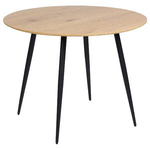 Okrúhly jedálenský stôl svetlé drevo MDF 100 cm čierne kovové nohy z ocele pre 4 osoby kuchynský nábytok