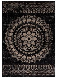 Šnúrkový koberec Sunny rozeta čierny