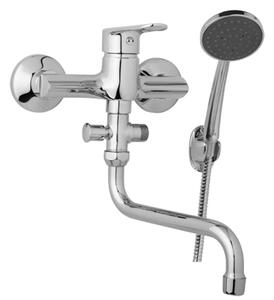 JB Sanitary Nástenná umývadlová a sprchová batéria FINERY, rozteč 150 mm, s príslušenstvom, rúrkové ramienko 200 mm F10 36 31