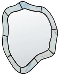 Nástenné zrkadlo svetlomodré MDF sklenený rám 64 x 86 cm asymetrické moderný štýl obývacia izba chodba