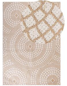 Koberec béžový a biely jutový 160 x 230 cm obdĺžnikový s geometrickým vzorom s krátkym vlasom boho štýl spálňa obývacia izba