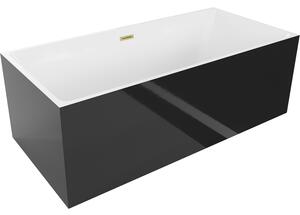 Mexen Nita, voľne stojaca vaňa 170 x 80 cm, biela-čierna, zlatý matný prepad, 52091708075-55