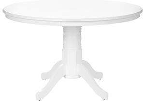 Jedálenský stôl biely kaučukové drevo MDF ø 120 cm okrúhly vintage vidiecky štýl