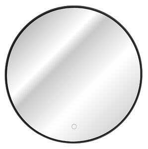 Comad Závesné zrkadlo s LED osvetlením Luna ⌀60 cm, čierna