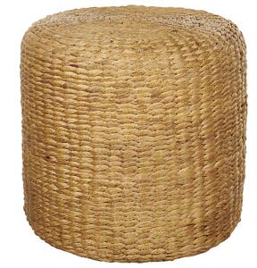 Puf prírodný svetlý z vodného hyacintu 40 cm polystyrénová výplň okrúhla taburetka v boho štýle