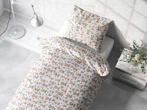 Biante Detské bavlnené posteľné obliečky Sandra SA-470 Medvedíky a srnčekovia na bielom Predĺžené 140x220 a 70x90 cm