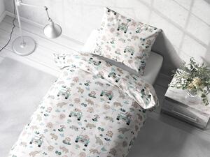 Biante Detské bavlnené posteľné obliečky Sandra SA-477 Sivobéžové zvieratká v Safari Predĺžené 140x220 a 70x90 cm