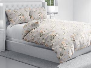 Biante Bavlnené posteľné obliečky Sandra SA-465 Oranžové kvety na sivom Jednolôžko 140x200 a 70x90 cm