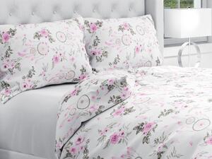 Biante Bavlnené posteľné obliečky Sandra SA-476 Ružové lapače snov a ruže II. Predĺžené 140x220 a 70x90 cm