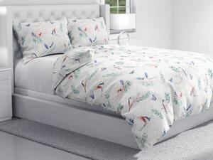 Biante Bavlnené posteľné obliečky Sandra SA-471 Lastovičky s motýlikmi na svetlo sivom ornamente Jednolôžko 140x200 a 70x90 cm