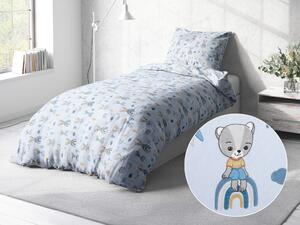 Biante Detské bavlnené posteľné obliečky Sandra SA-463 Medvedíky s balónikmi na svetlo modrom Predĺžené 140x220 a 70x90 cm