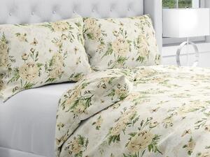 Biante Bavlnené posteľné obliečky Sandra SA-473 Pivonky s motýlikmi na vanilkovom Predĺžené 140x220 a 70x90 cm